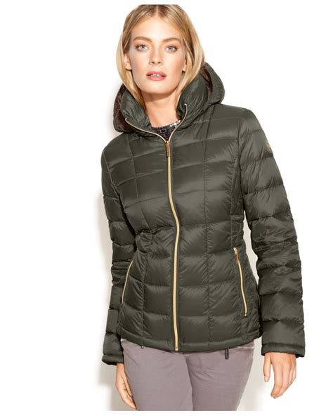 michael kors puffer jacket green|Michael Kors packable puffer jacket.